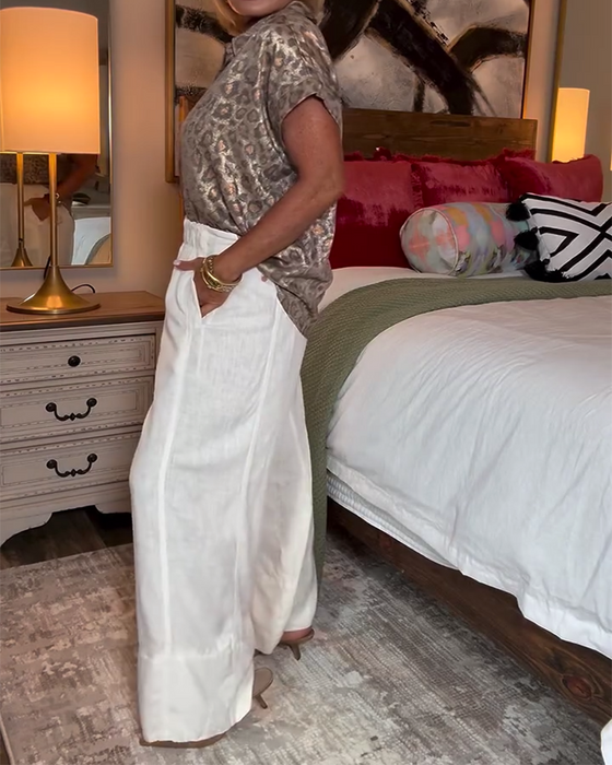 Chemisier décontracté imprimé léopard