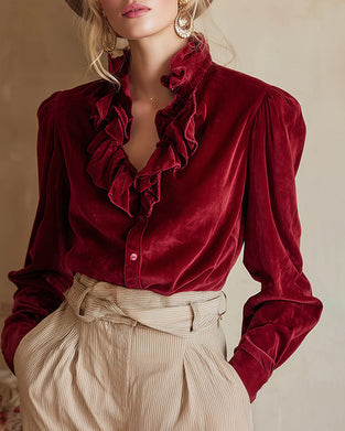 Top Avec Détail à Volants Et Design à Manches Bouffantes