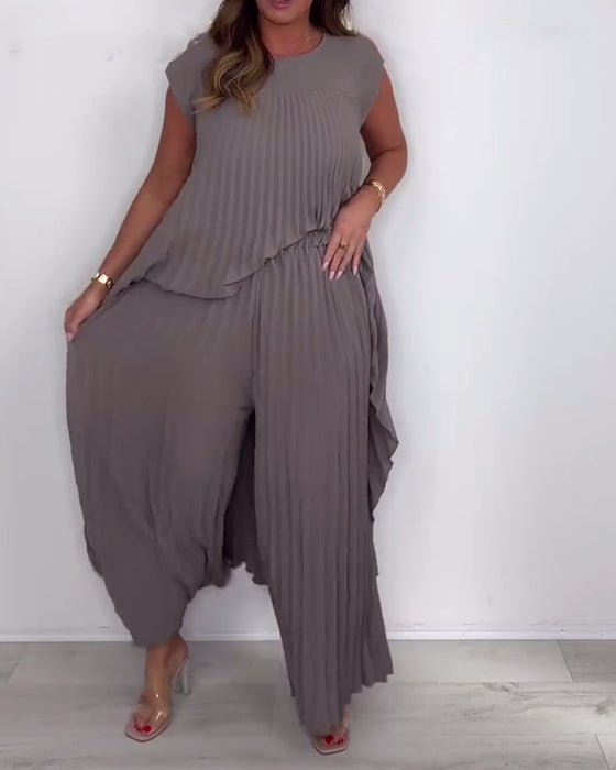 Costume Tendance Style Urbain Couleur Unie Deux Pièces