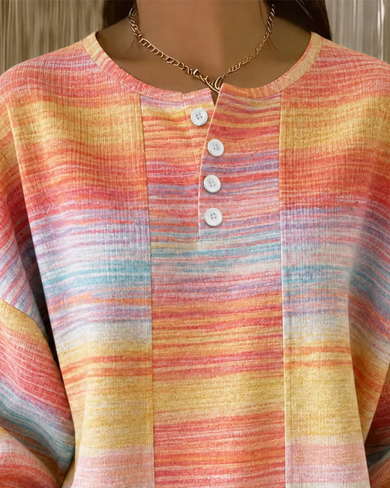 Sweatshirt Col Rond Bouton Ombre