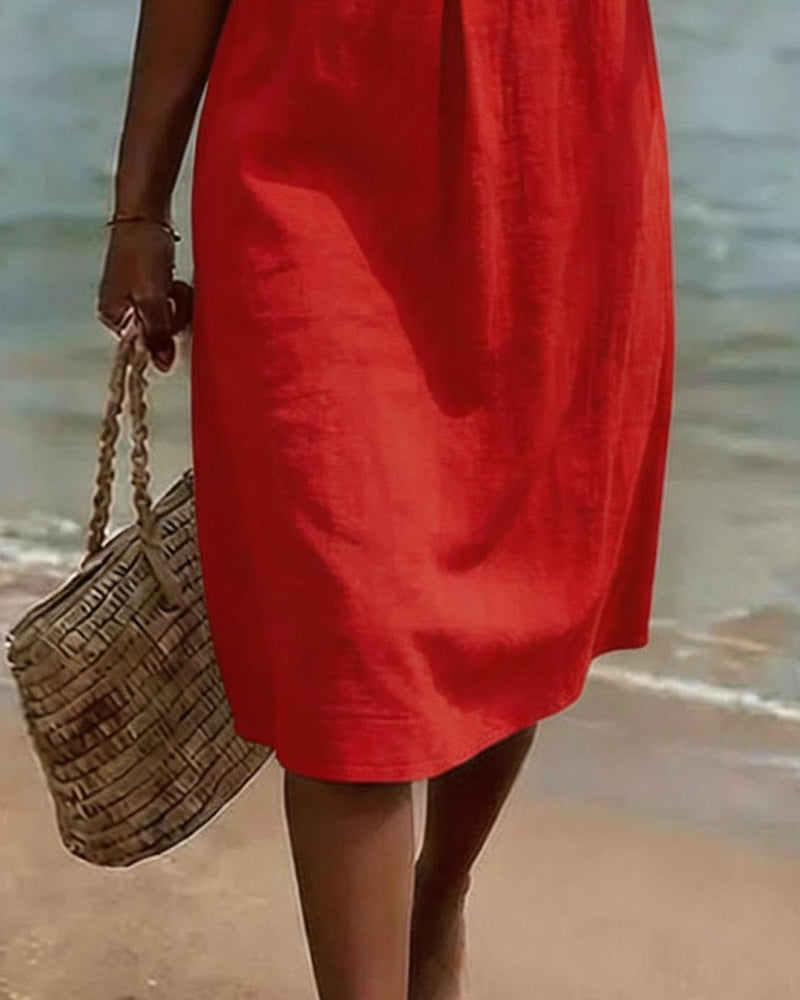 Robe Boutonnée Sans Manches