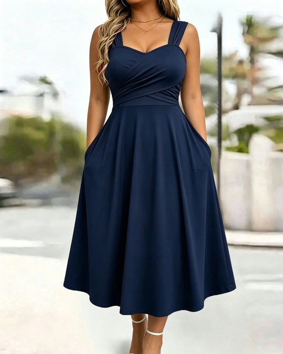 Robe Froncée Bandeau Taille Haute