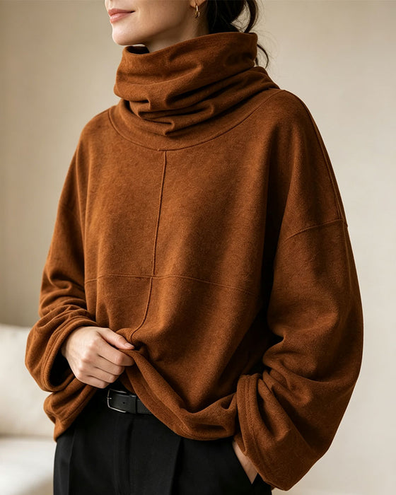 Sweatshirt Col Roulé Manche Longue Décontracté