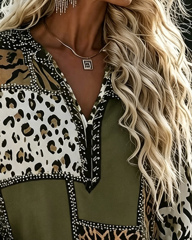 Blouse Léopard Bloc De Couleur