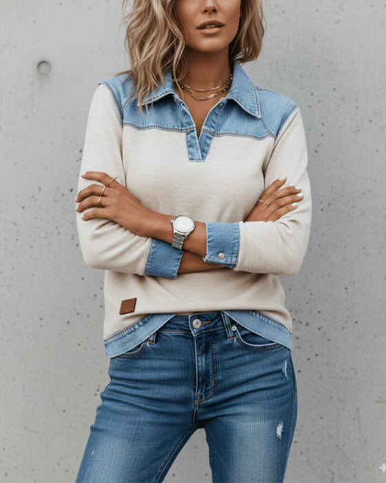 Sweat-Shirt Tendance Revers Panachage Assemblé