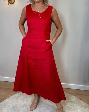 Robe Sans Manches Casual Avec Couleur Uni