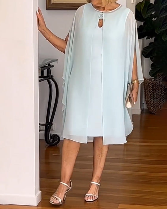 Robe Unie Tendance Manche Cape