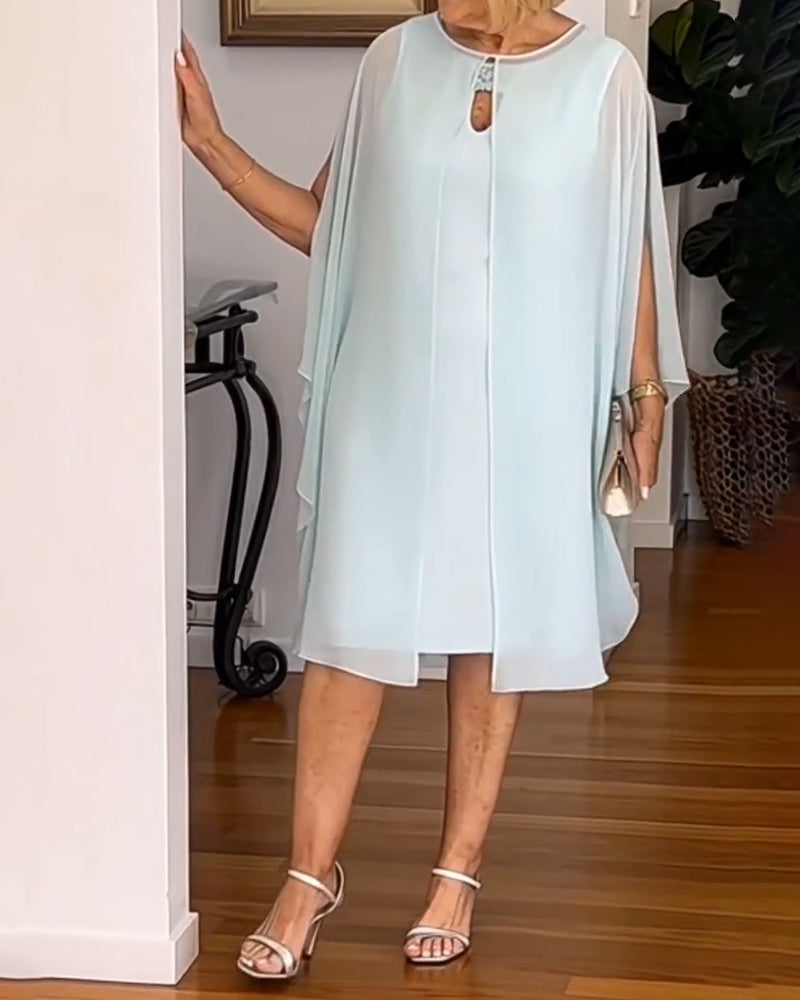 Robe Unie Tendance Manche Cape