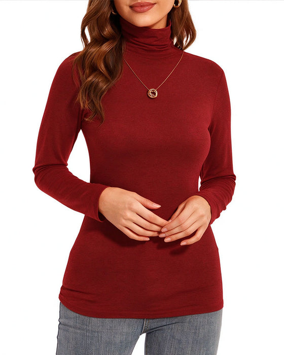 Haut Uni Demi Col Roulé Sous-Couche