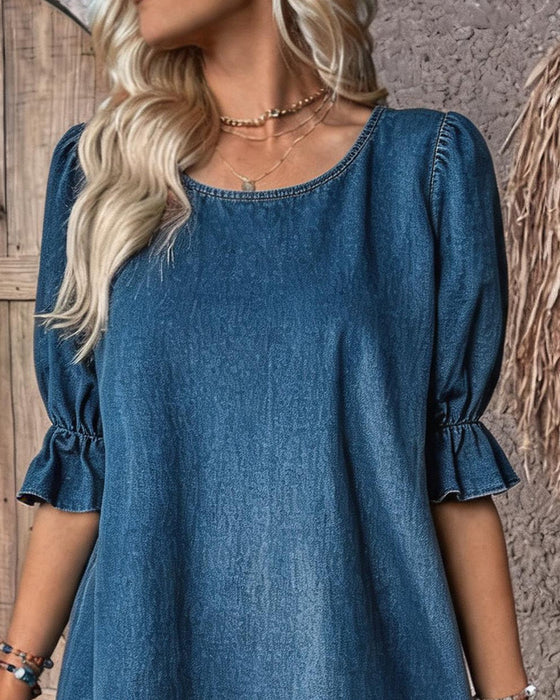 Robe Ourlet A Manches Bouffantes
