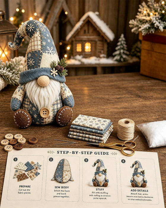 🧵 Kit De Patchwork DIY Gnome – Créez Votre Propre Adorable Gnome 🧙‍♂️