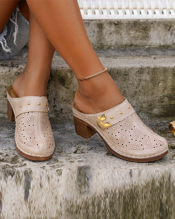 Sandales Bout Fermé Talon Bloc Enfilage