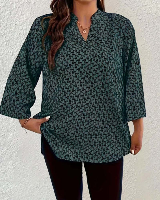 Blouse Col En V Élégant Sophistiqué Bohémienne
