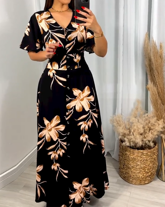 Robe Col V Imprimé Floral Taille