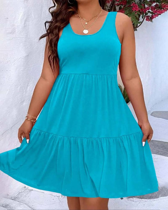 Robe Double Couche À Volants Superposés Débardeur