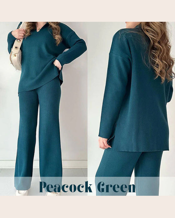 Ensemble De Deux Pièces Avec Caractéristiques Couleur Uni Et Tricot