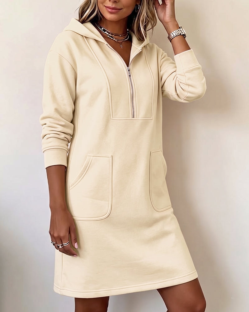 Robe Capuche Fermeture Éclair Poche