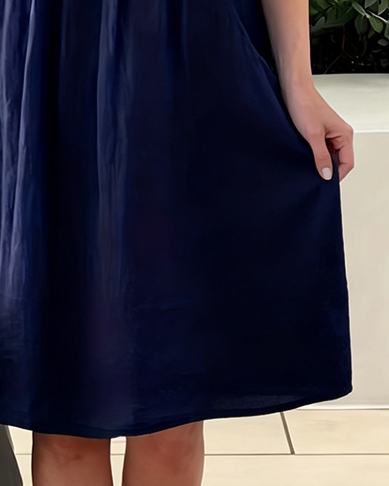 Robe Col V Boutonnée Décontractée