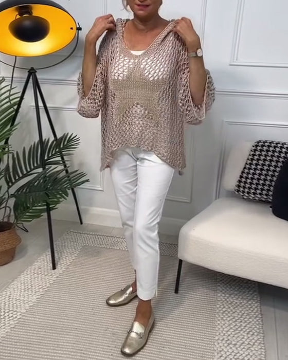 Pull à capuche uni à découpes étoiles