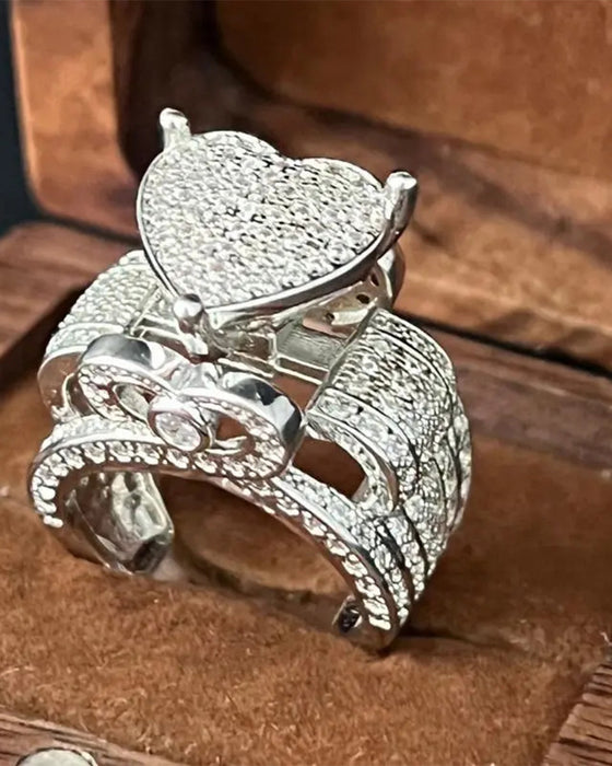 Pave Bague Cœur Set pour Femme