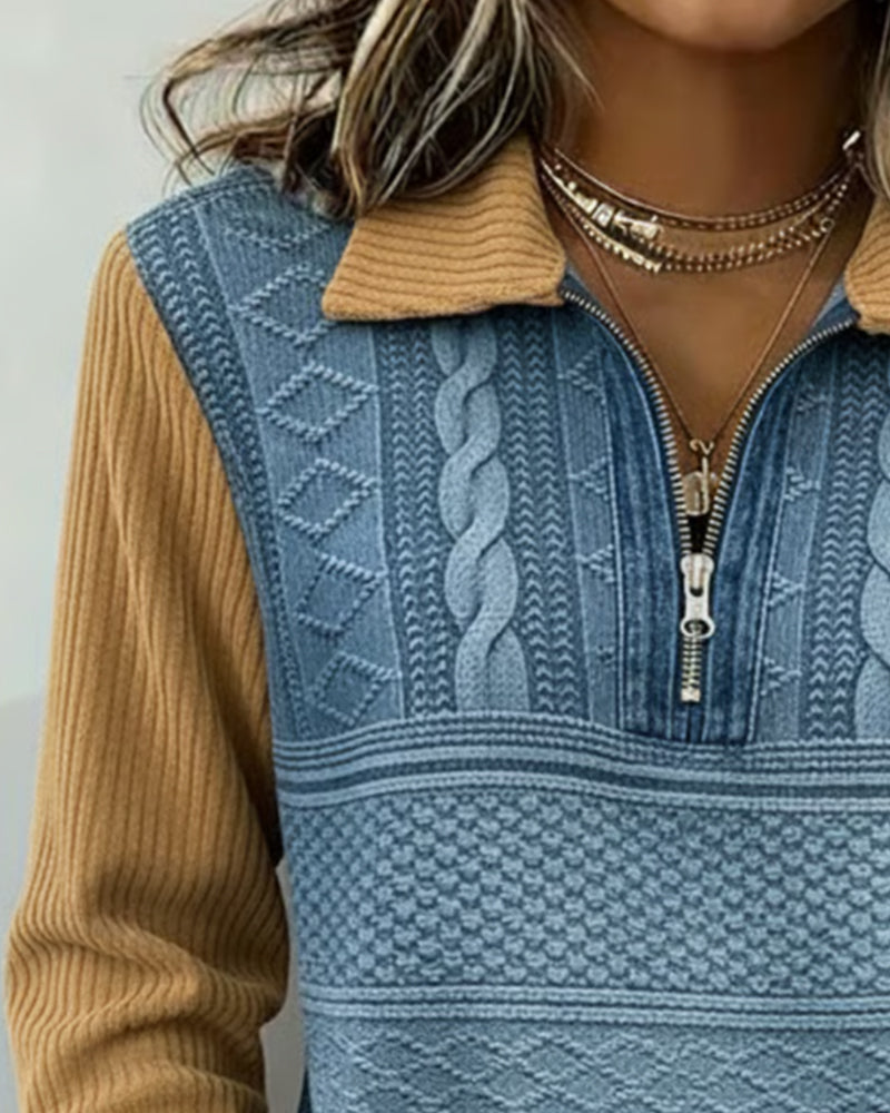 Sweat À Coupe De Couleur Et Jacquard