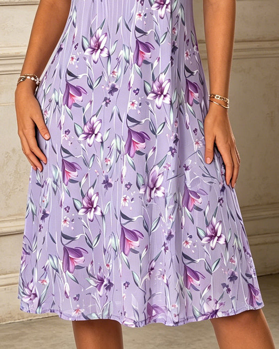 Robe Sans Manches Dentelle Patchwork Imprimé