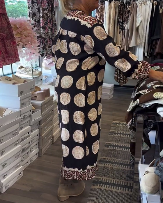 Robe Manches Longues En V Imprimé