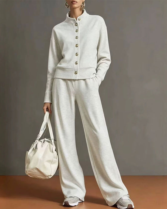 Ensemble Sweat À Capuche Bouton Pression Et Pantalon De Jogging