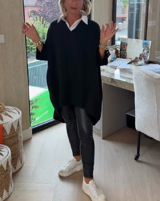 Pull Avec Caractéristiques Col V, Boutonné Et Asymétrique