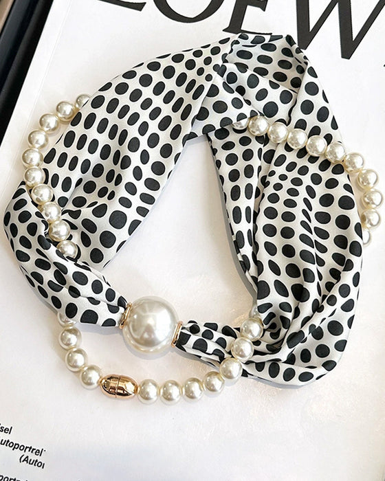 Collier Long Orné De Perles Soie