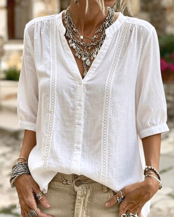 Blouse Uni Manches Mi-longues