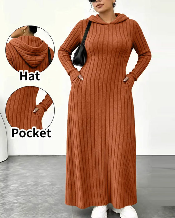 Robe Capuche Poche Côtes Ajustée