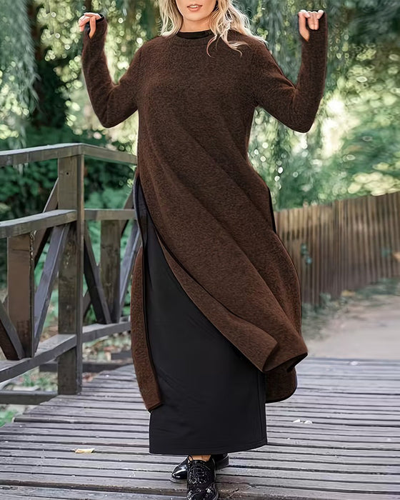 Robe Décontracté Chaud Fente Latérale Longue