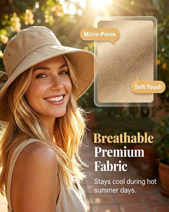 Chapeau Femmes Large Bord Pliable Nœud Soleil