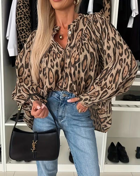Blouse Manches Longues Imprimé Léopard