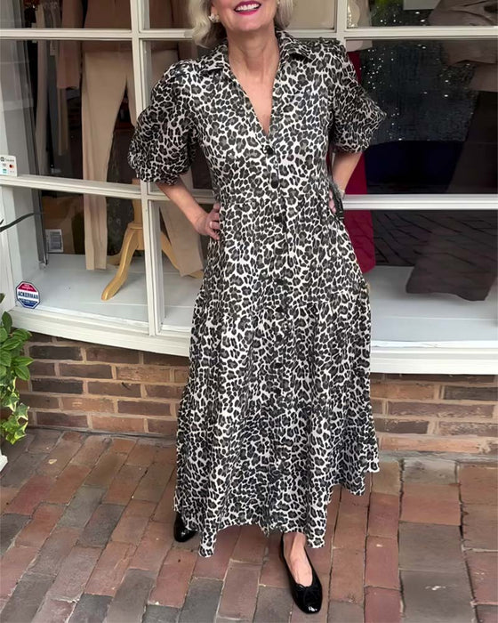 Robe Manches Courtes Imprimé Léopard Ligne A