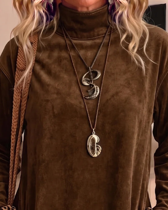 Robe Col-Mock Poche Léopard Volant