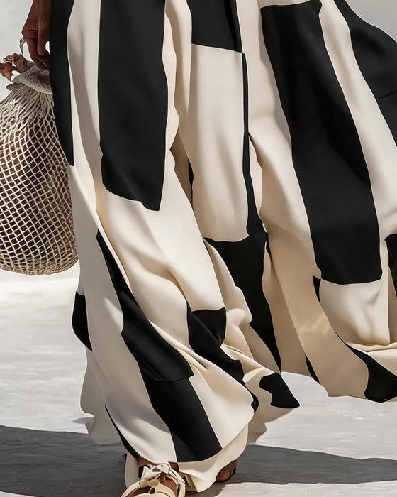 Robe Sans Manches À Col Rond Et À Carreaux