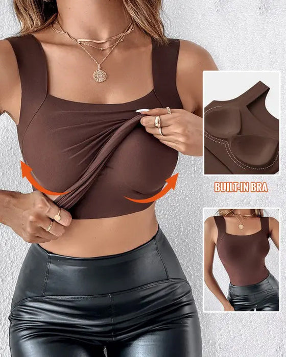 🔥Débardeur Gainant À Col En U Avec Soutien-Gorge Intégré