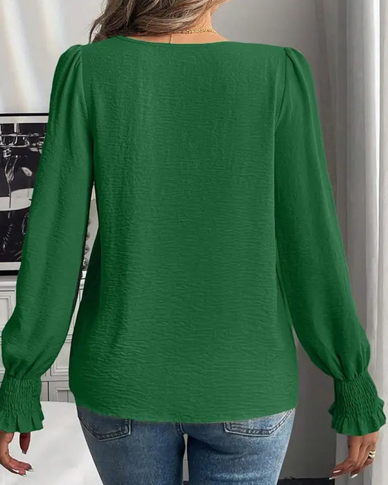 Haut Décontracté Uni à Col Rond pour Femme