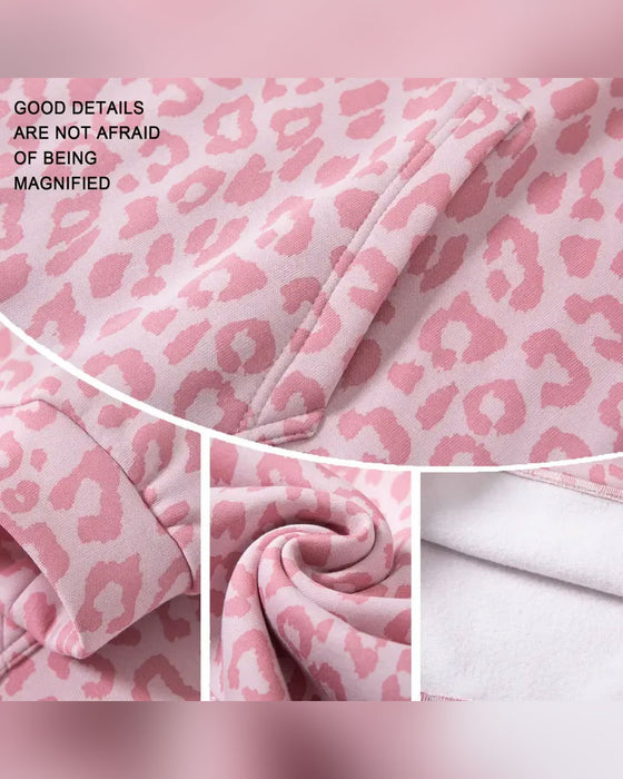 Hoodie Capuche Léopard Poche Ample