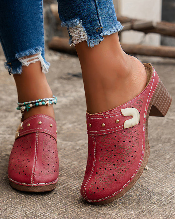 Sandales Bout Fermé Talon Bloc Enfilage