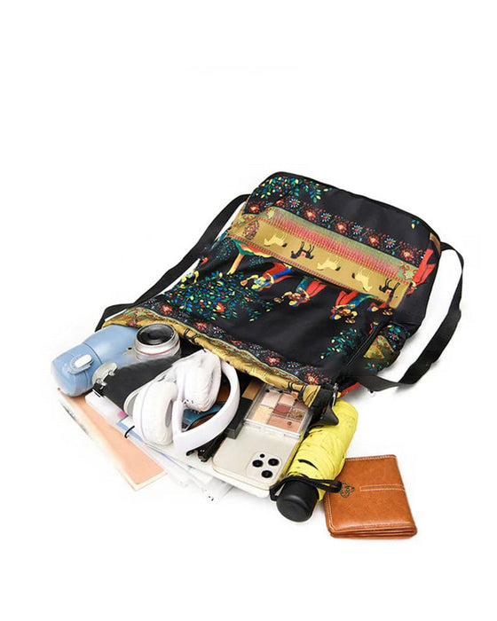 Sac à bandoulière avec cordon de serrage de style ethnique