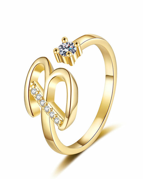 Bague Réglable Scintillante Avec Initiale Pour Femmes
