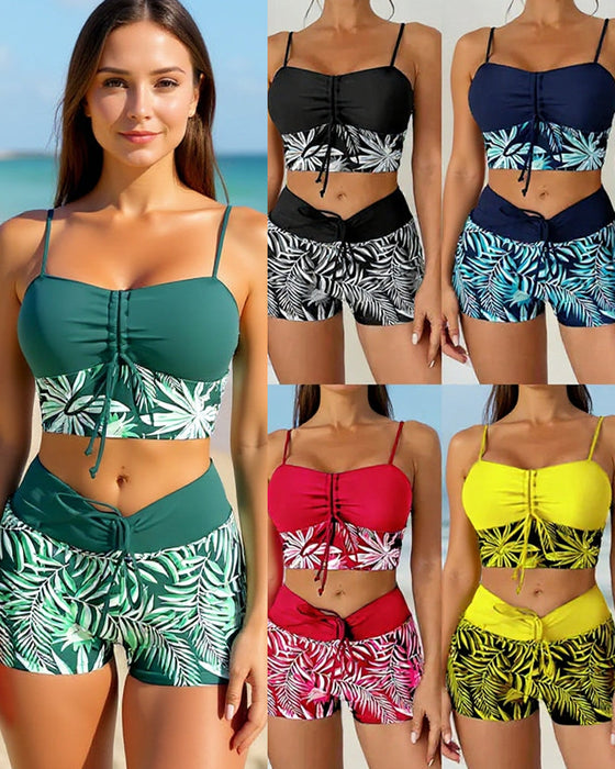 Bikini Haute Taille Boyleg Imprimé