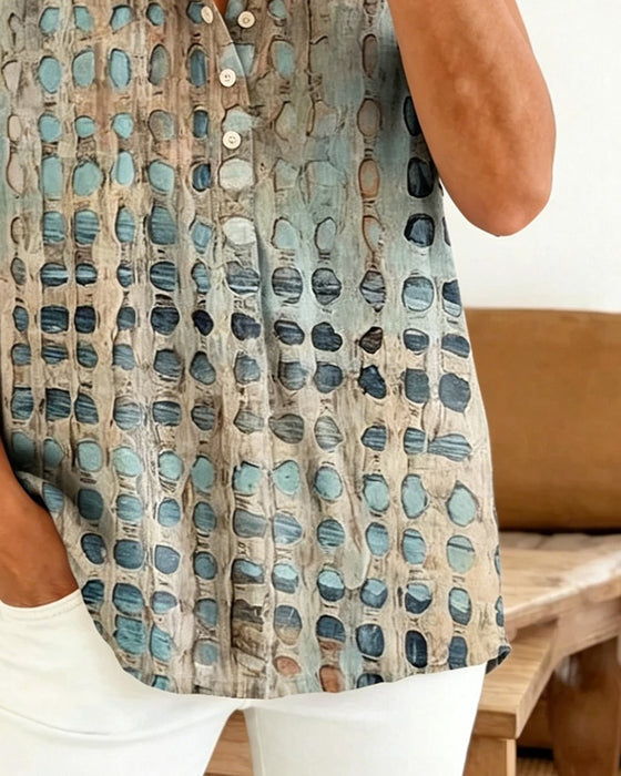 Blouse Décontractée À Pois Avec Boutons