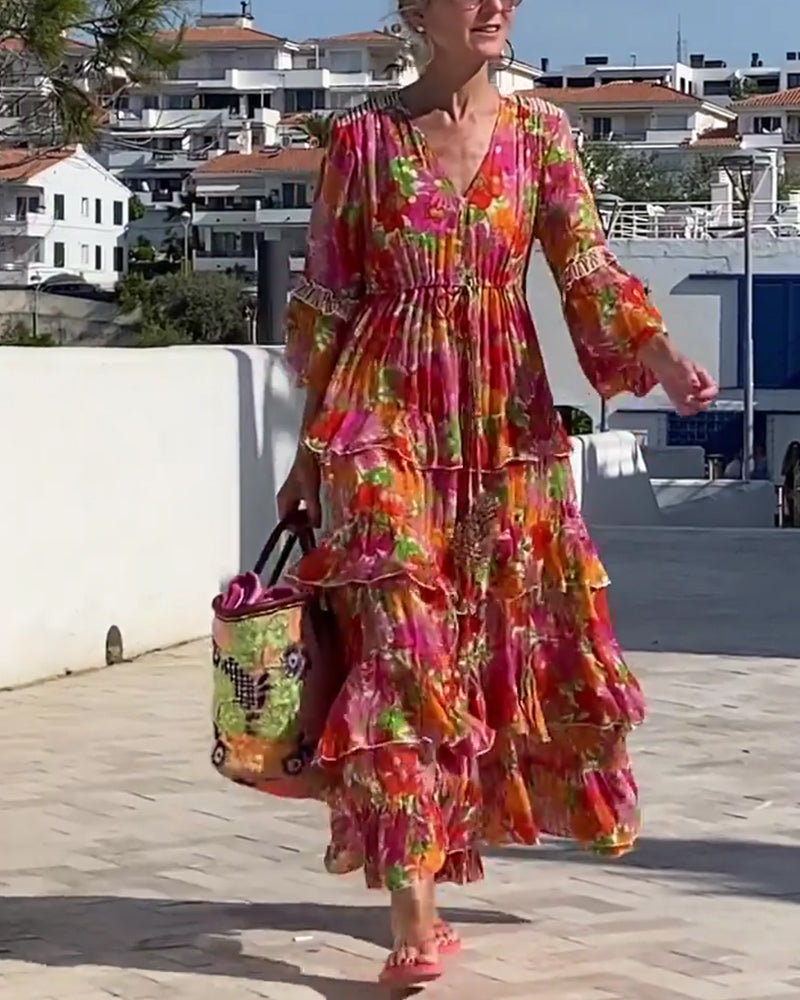 Robe Volantée Col V