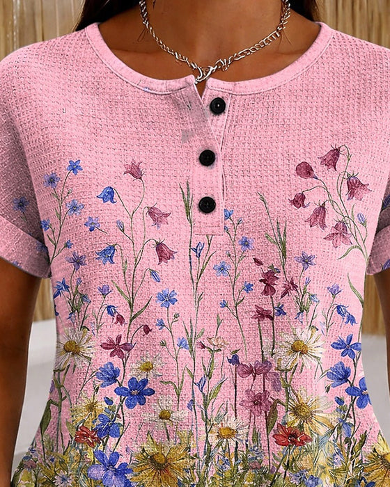 Haut Henley Fleur Sauvage Daisy Gaufré