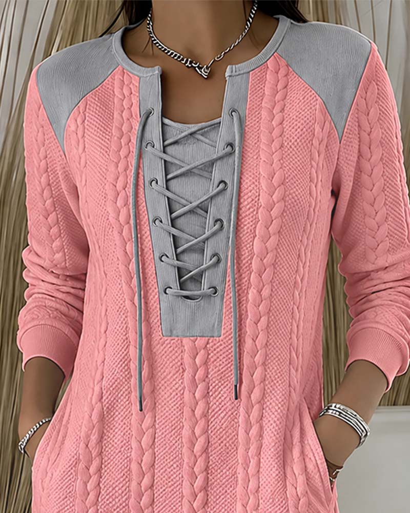 Robe Attacher Mode Bloc De Couleur