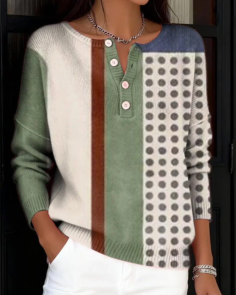 Pull À Manches Longues Et Coupe De Couleur